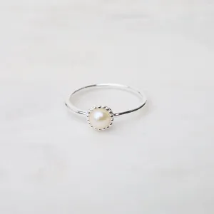 Sterling Silver Milgrain Edge White Pearl Ring