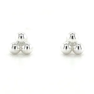Sterling Silver Triple Ball Earrings
