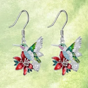 Stylish Hummingbird and Saffron Earrings