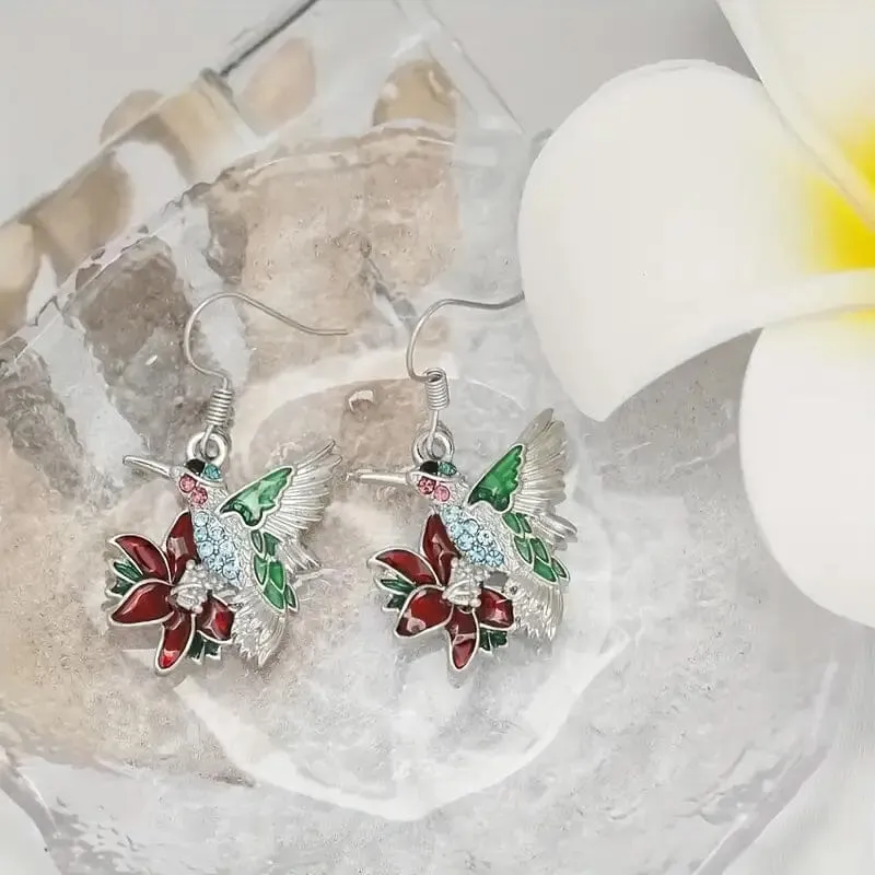 Stylish Hummingbird and Saffron Earrings