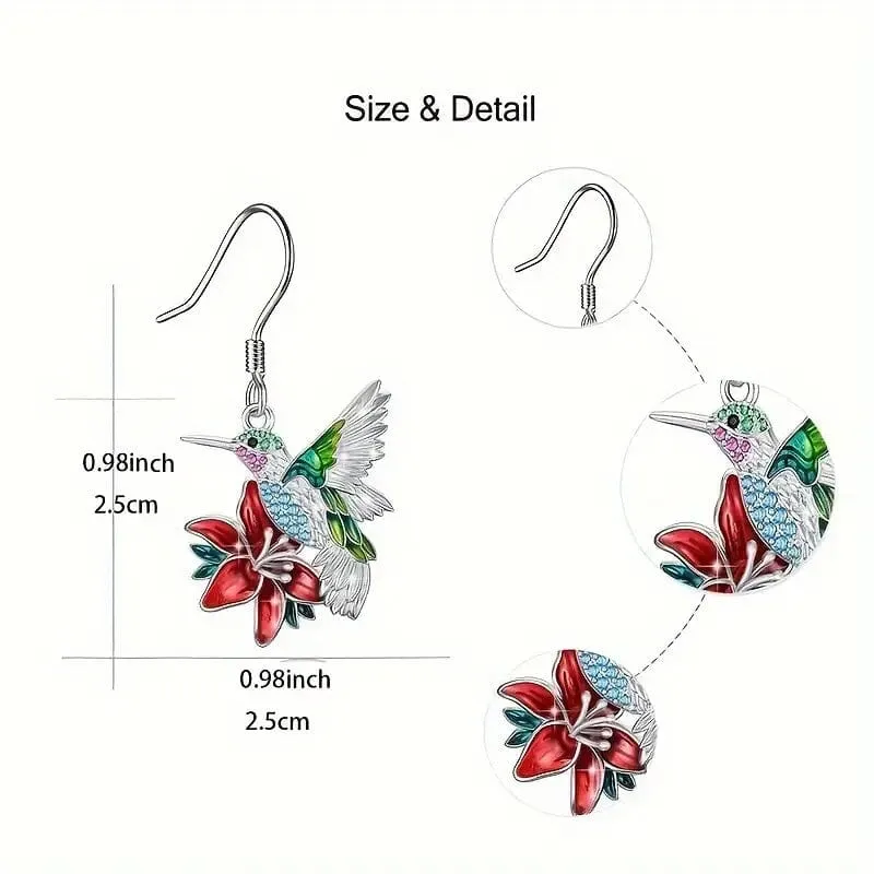 Stylish Hummingbird and Saffron Earrings