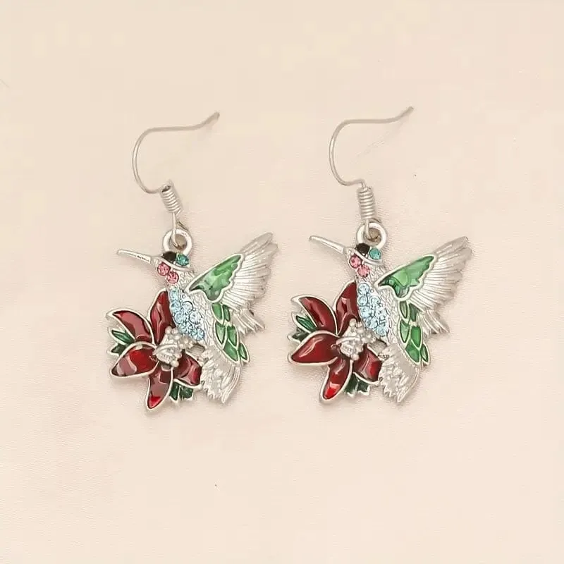 Stylish Hummingbird and Saffron Earrings