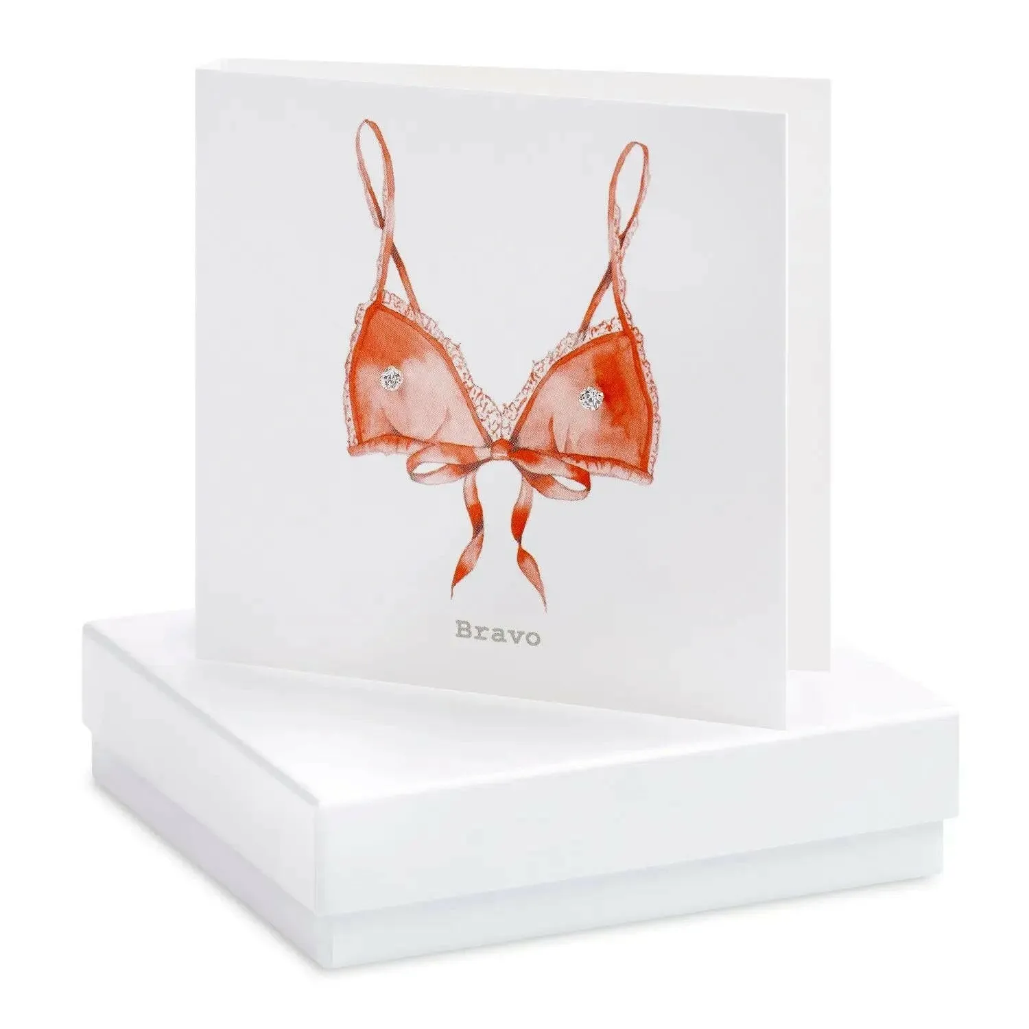 Stylish Sterling Silver Earring Studs and Boxed Bravo Card - Perfect for Congratulations Gift