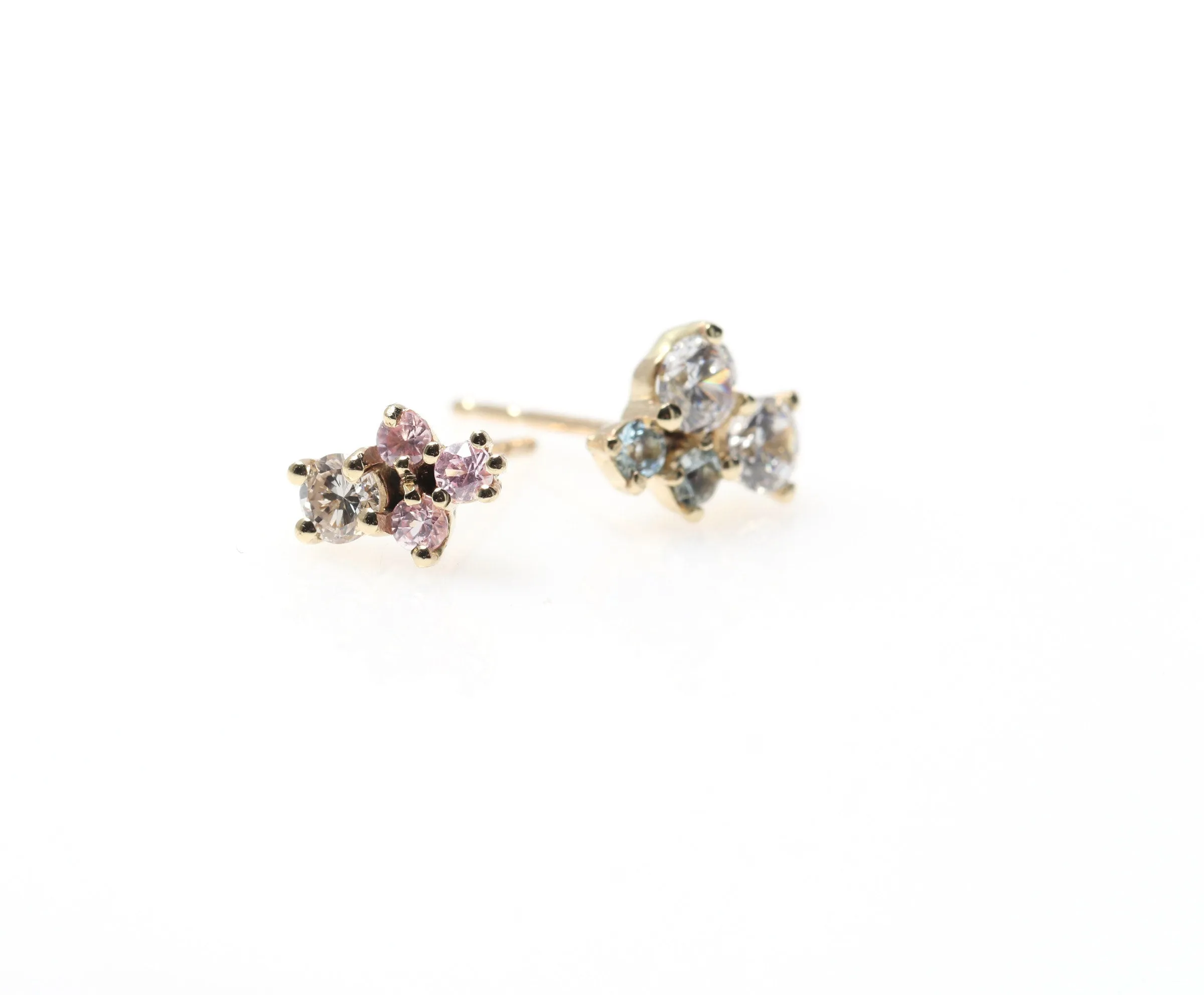 Sue - 14k, diamond & aquamarine earrings