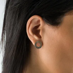 Textured Silver Circle Studs – Unique Handmade Earrings for Her