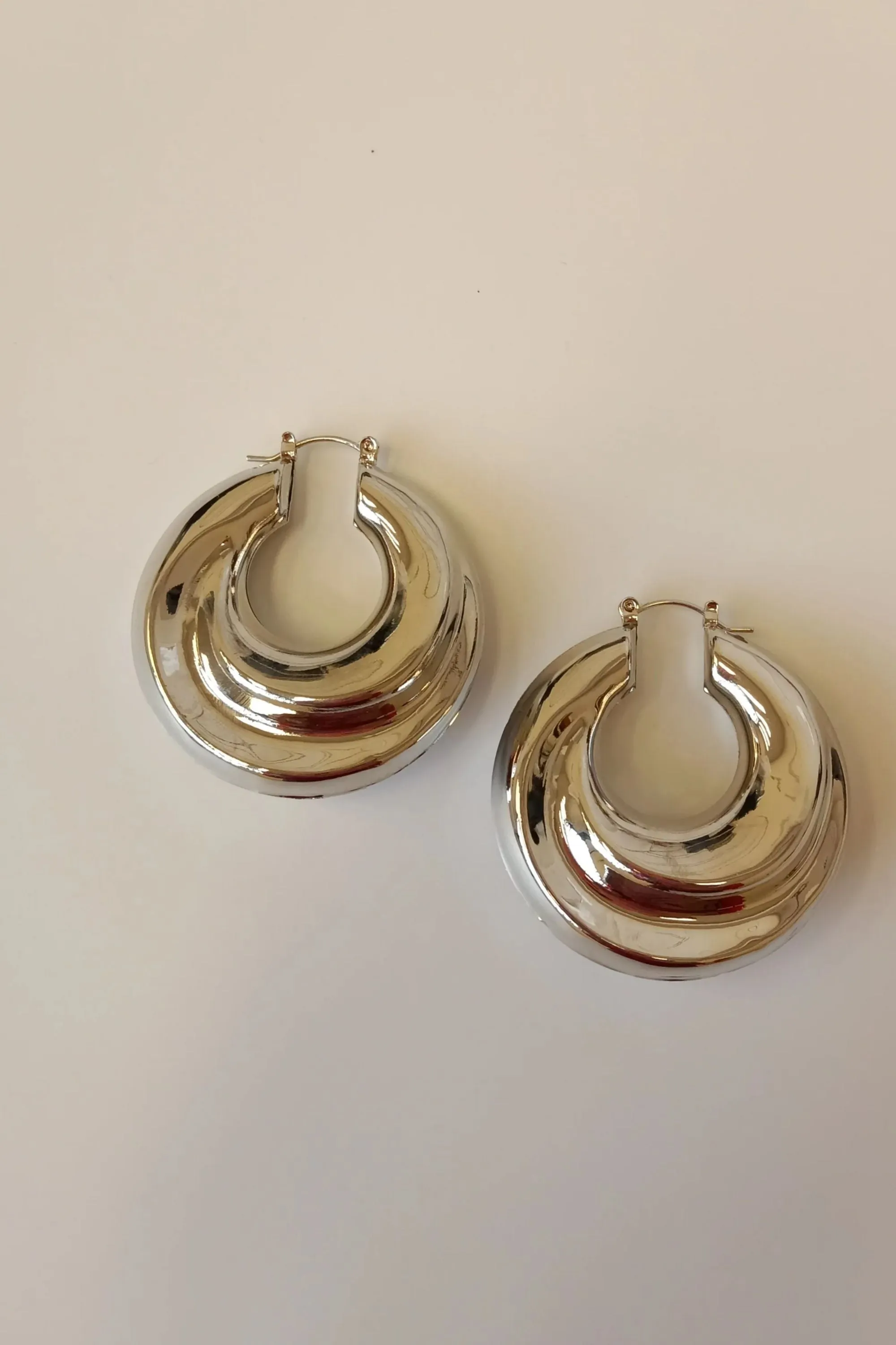 Thick Silver Hoop Earrings