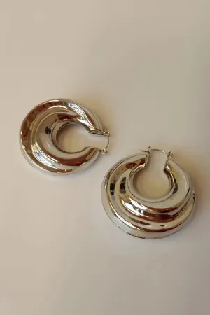 Thick Silver Hoop Earrings