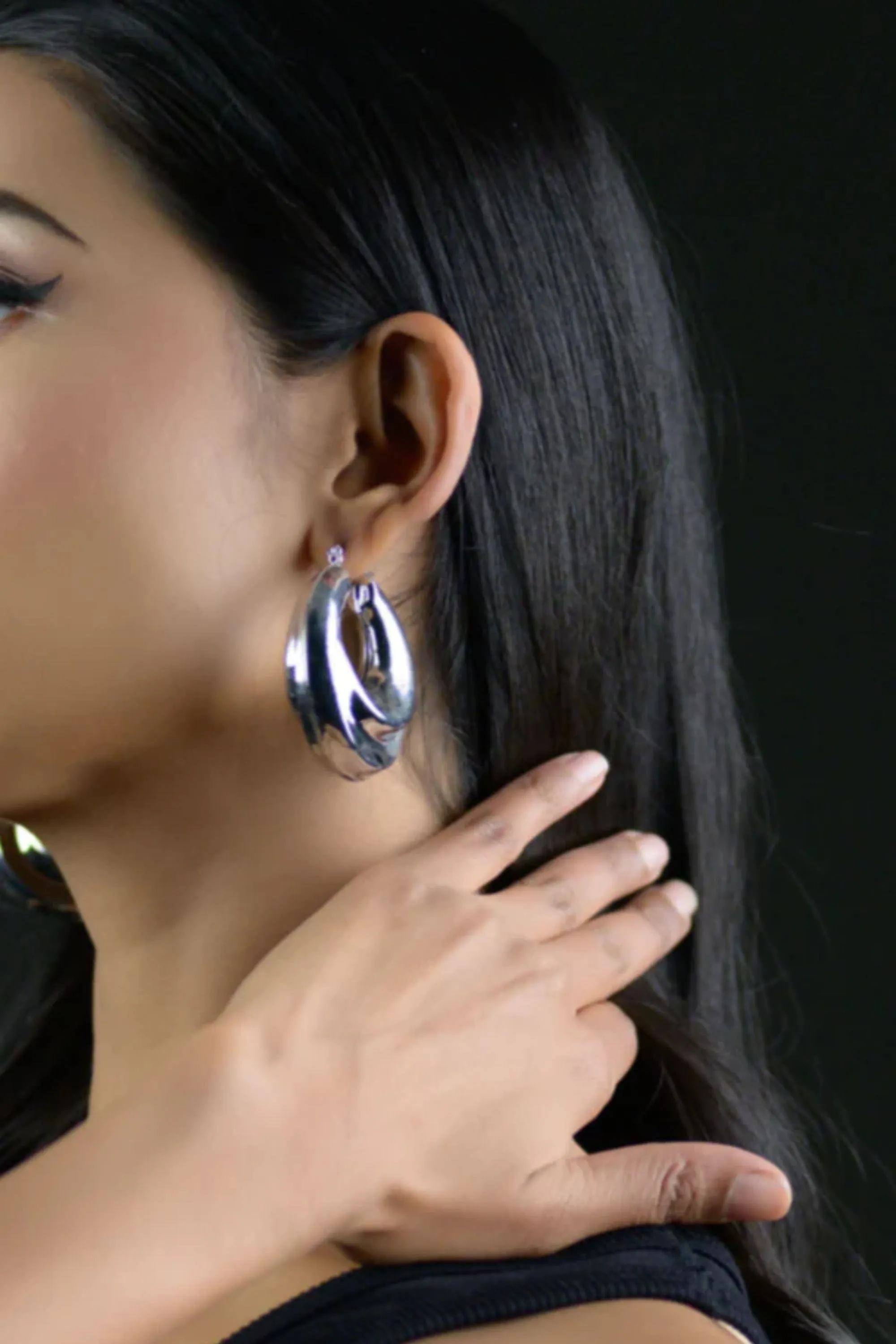 Thick Silver Hoop Earrings
