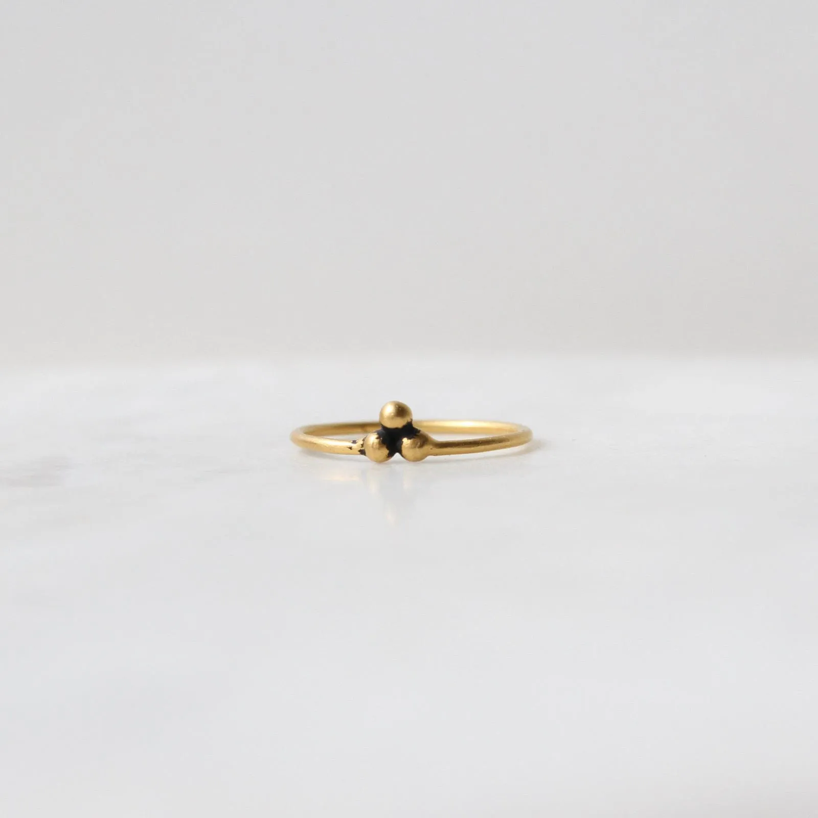 Three Ball Granulated Cluster in Gold Plated Brass Ring