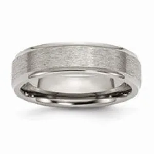 Titanium Ridged Edge 6mm Satin and Polished Wedding Band Ring