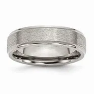 Titanium Ridged Edge 6mm Satin and Polished Wedding Band Ring
