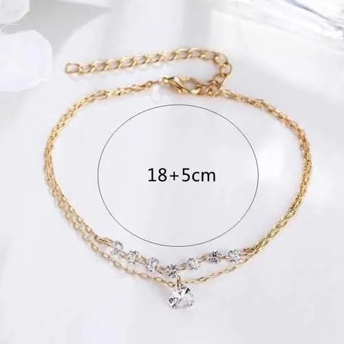 Trendy Heart Crystal Charm Multilayer Bracelet