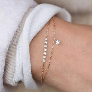 Trendy Heart Crystal Charm Multilayer Bracelet
