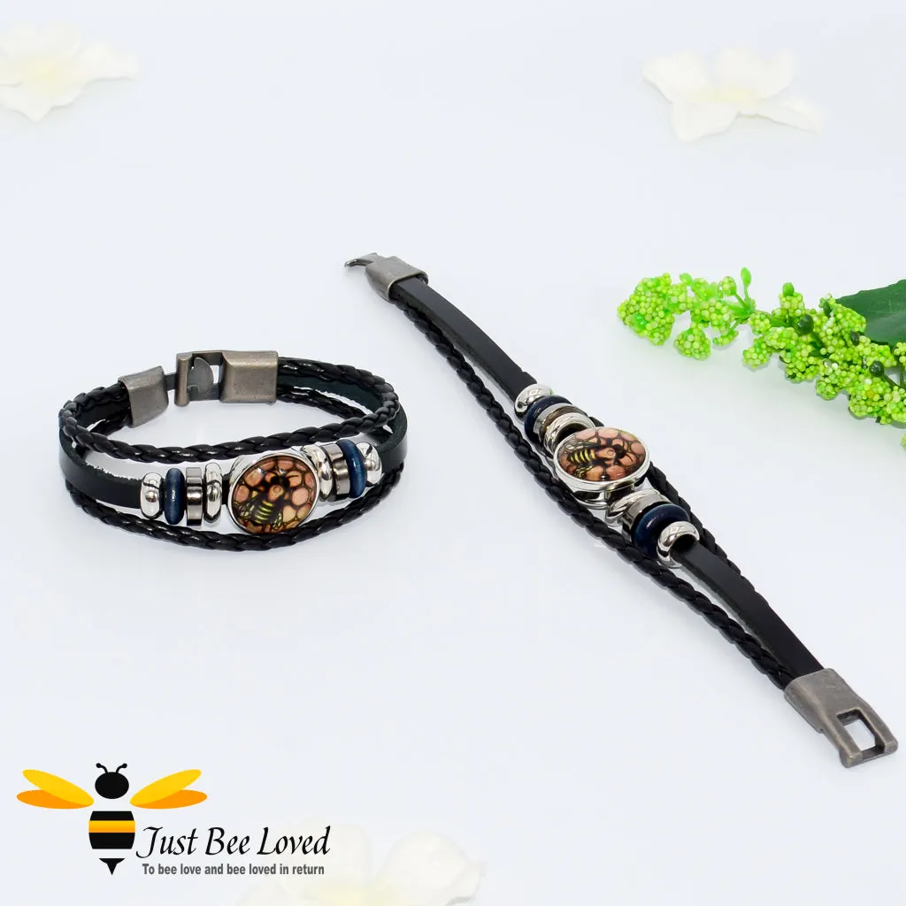 Tribal Leather Bee Bracelet