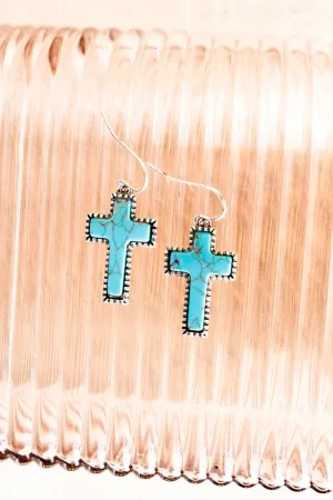 Turquoise Addyston Cross Earrings