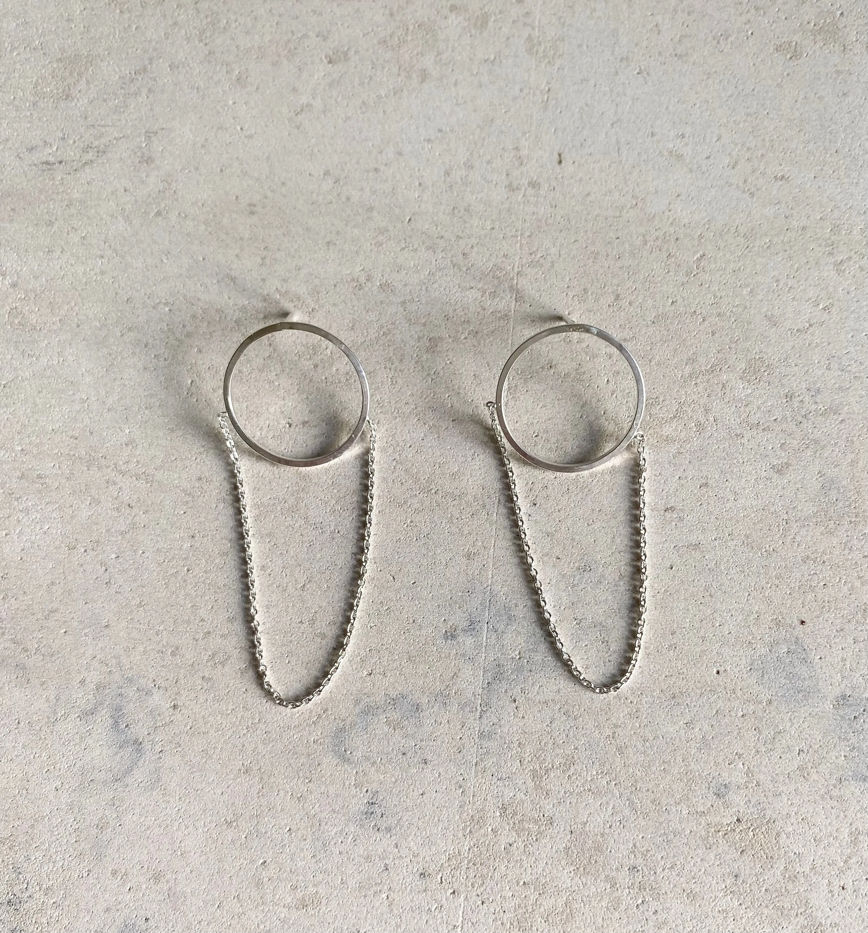 Unique earrings , minimalist earrings, statement thin silver chain earrings