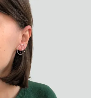 Unique hoop earring,3D earrings,Silver hoop earrings, minimalist geometric earrings