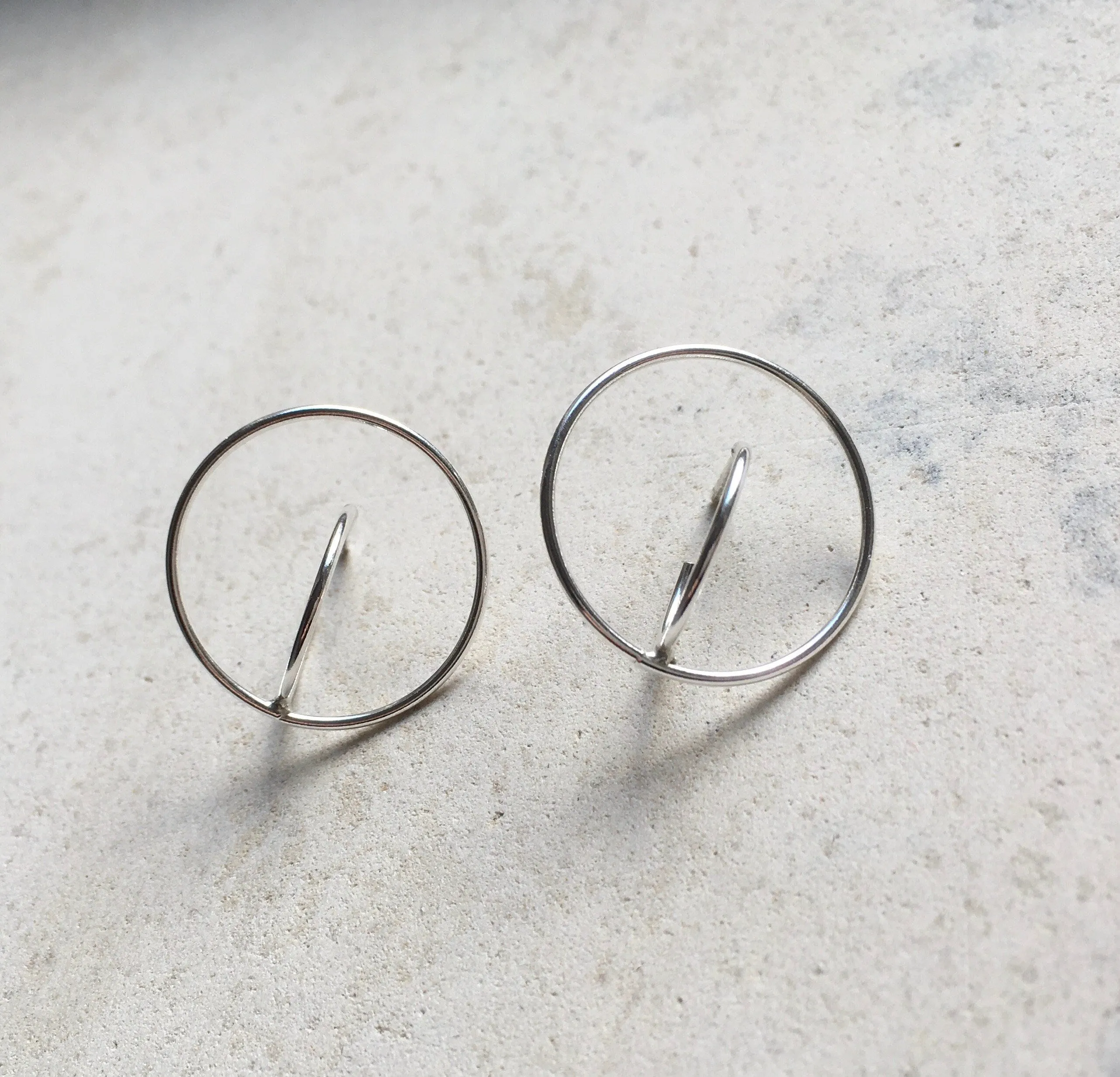 Unique hoop earring,3D earrings,Silver hoop earrings, minimalist geometric earrings