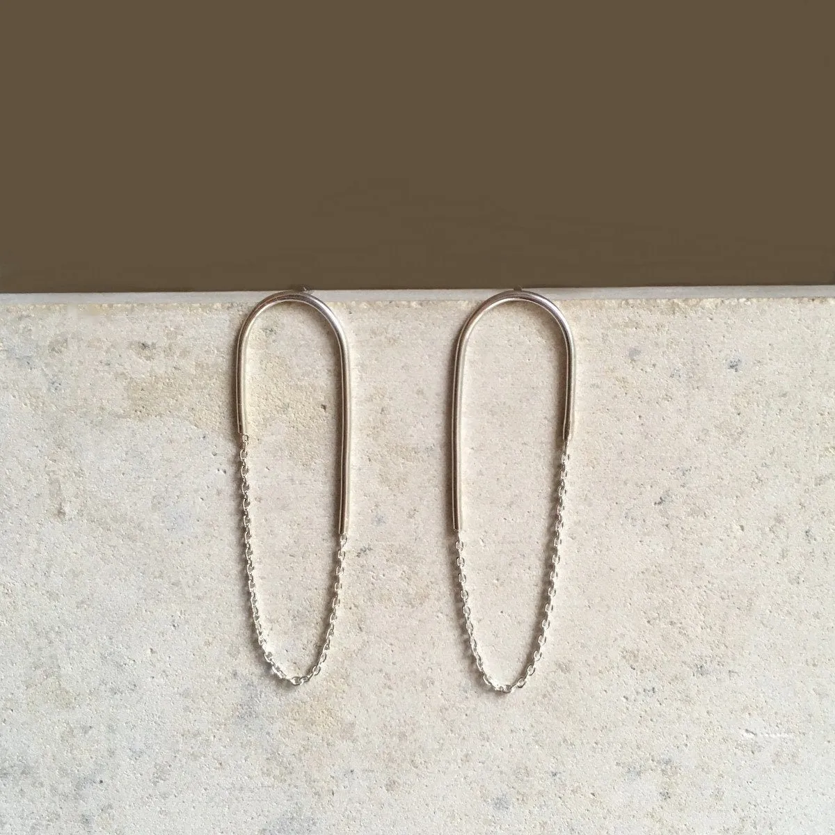 Unique hoops earrings, statement thin silver earrings,dainty earrings