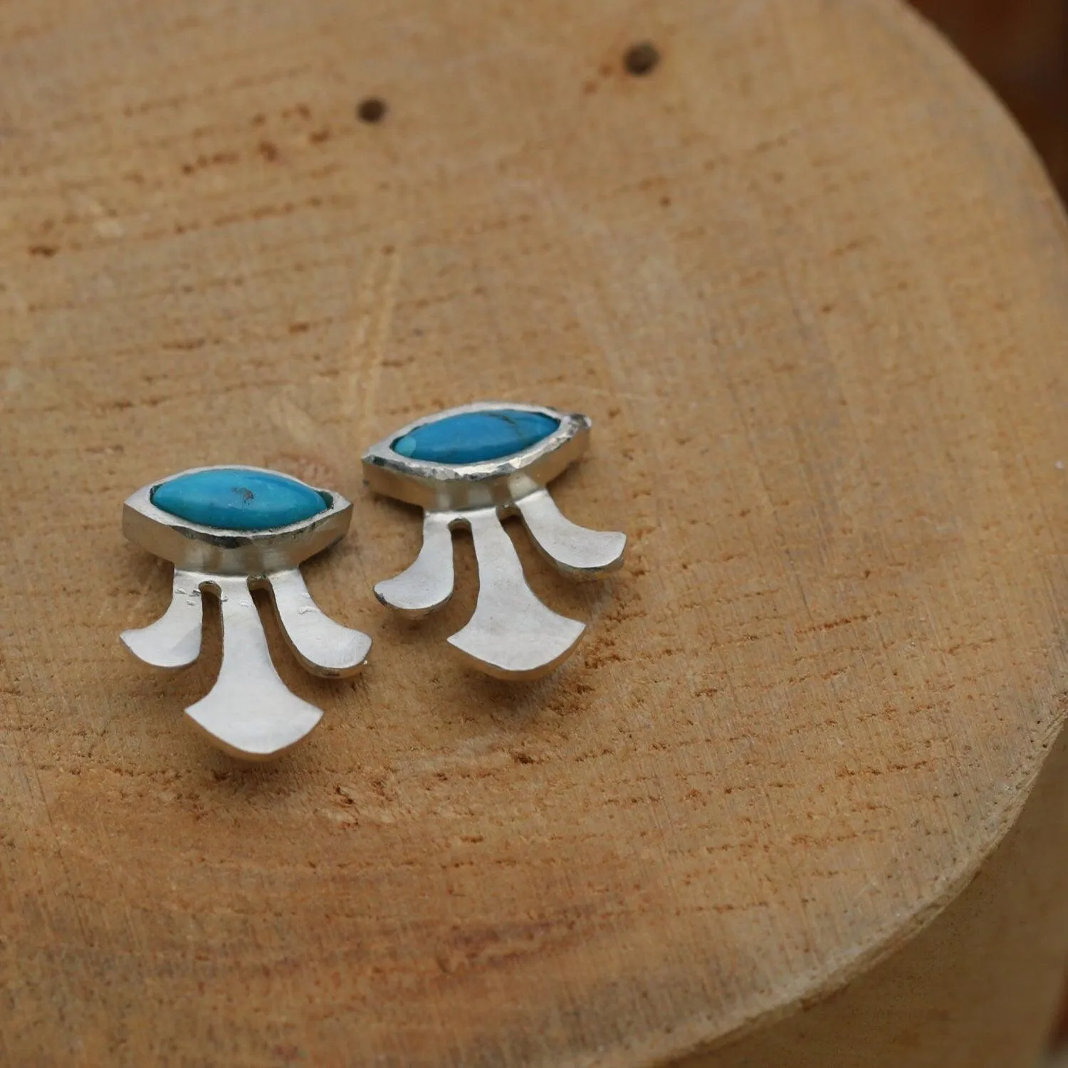 Unique Silver Turquoise Earrings