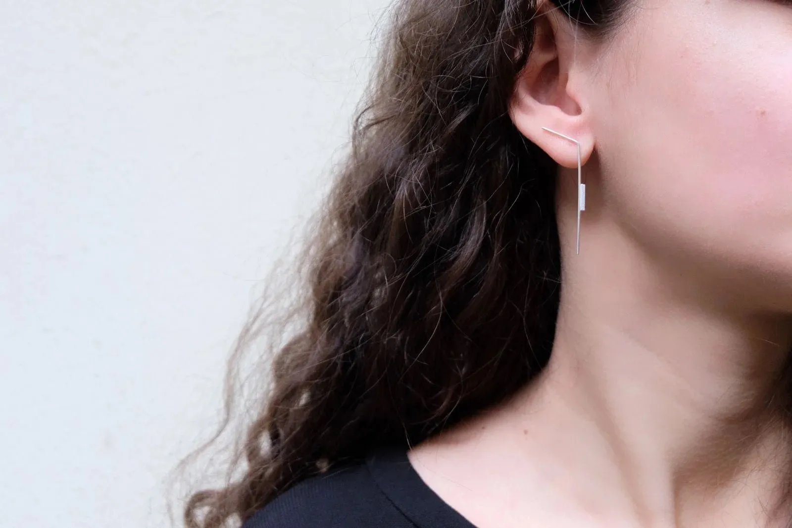 Unique Statement earrings I Silver long earrings I Minimalist geometric earrings