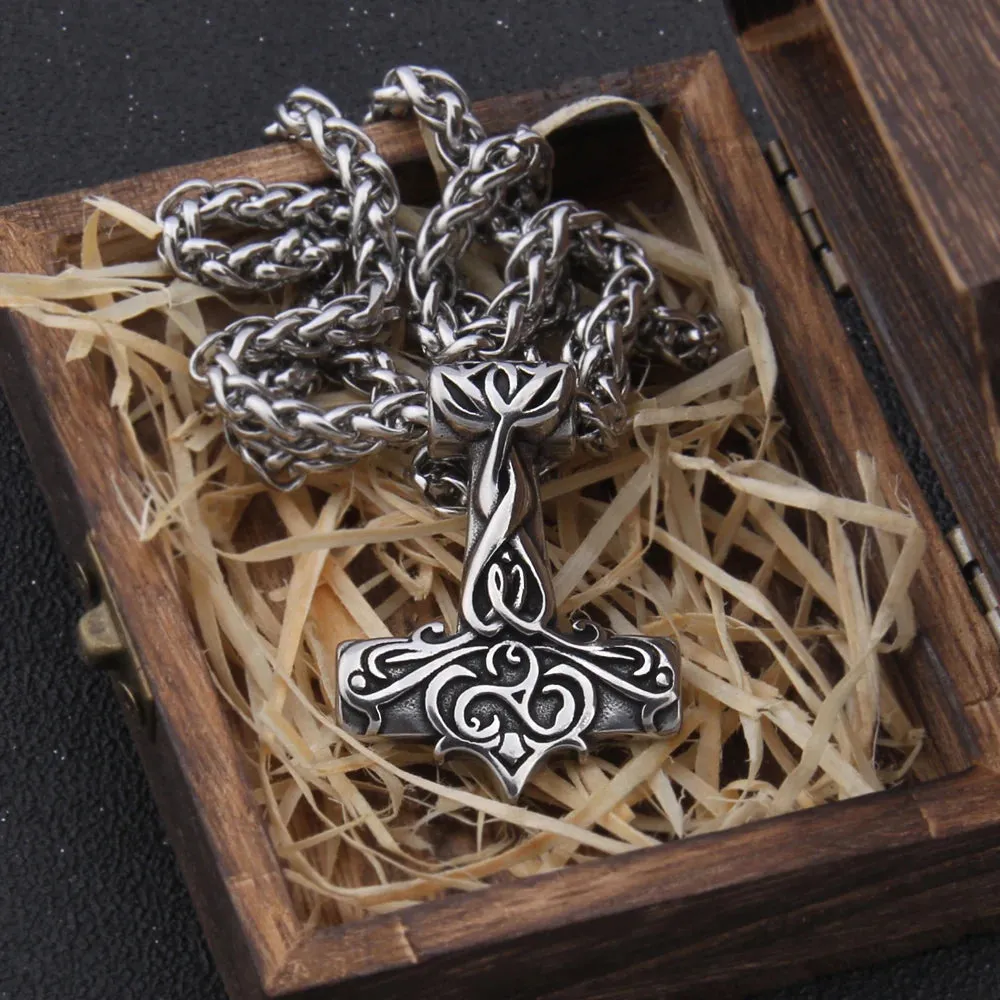 Viking Mix Gold Color Mjolnir Necklace