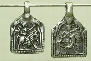 Vintage Silver Rajasthani Rider Amulets from India
