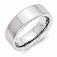Vitalium Brushed Finish 8mm Flat Wedding Band Ring