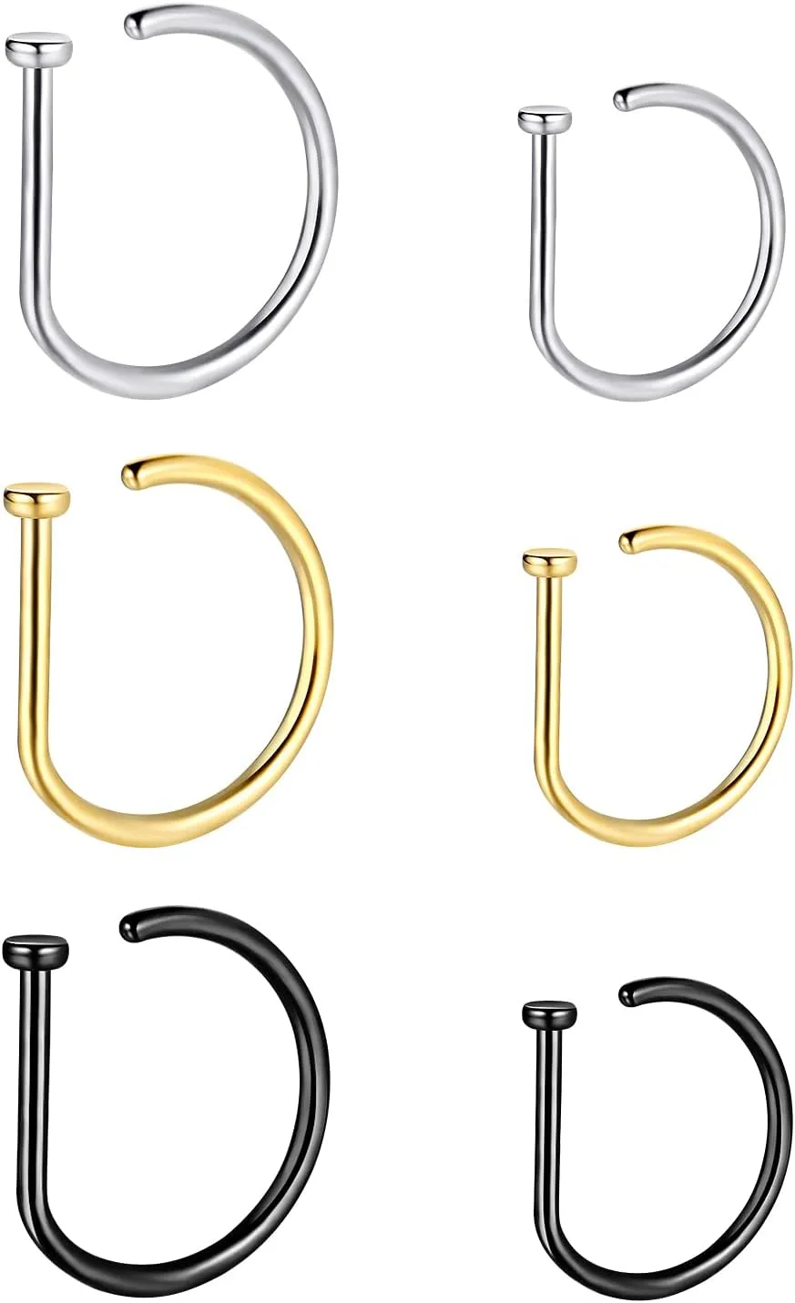 VOJO G23 Titanium 20G Nose Rings Hoops L Shaped Screw Nose Studs Diamond Small Piercing Jewelry for Women Men