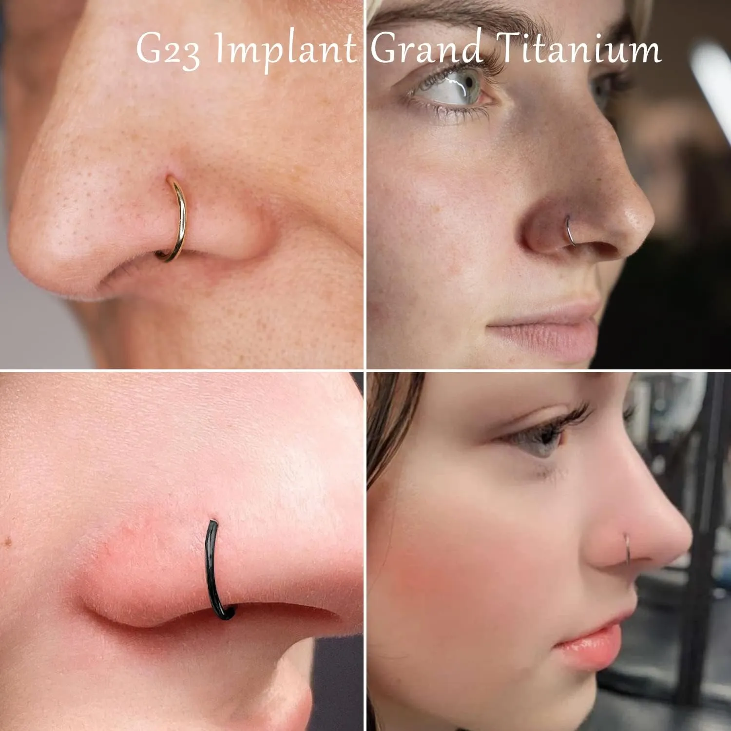 VOJO G23 Titanium 20G Nose Rings Hoops L Shaped Screw Nose Studs Diamond Small Piercing Jewelry for Women Men
