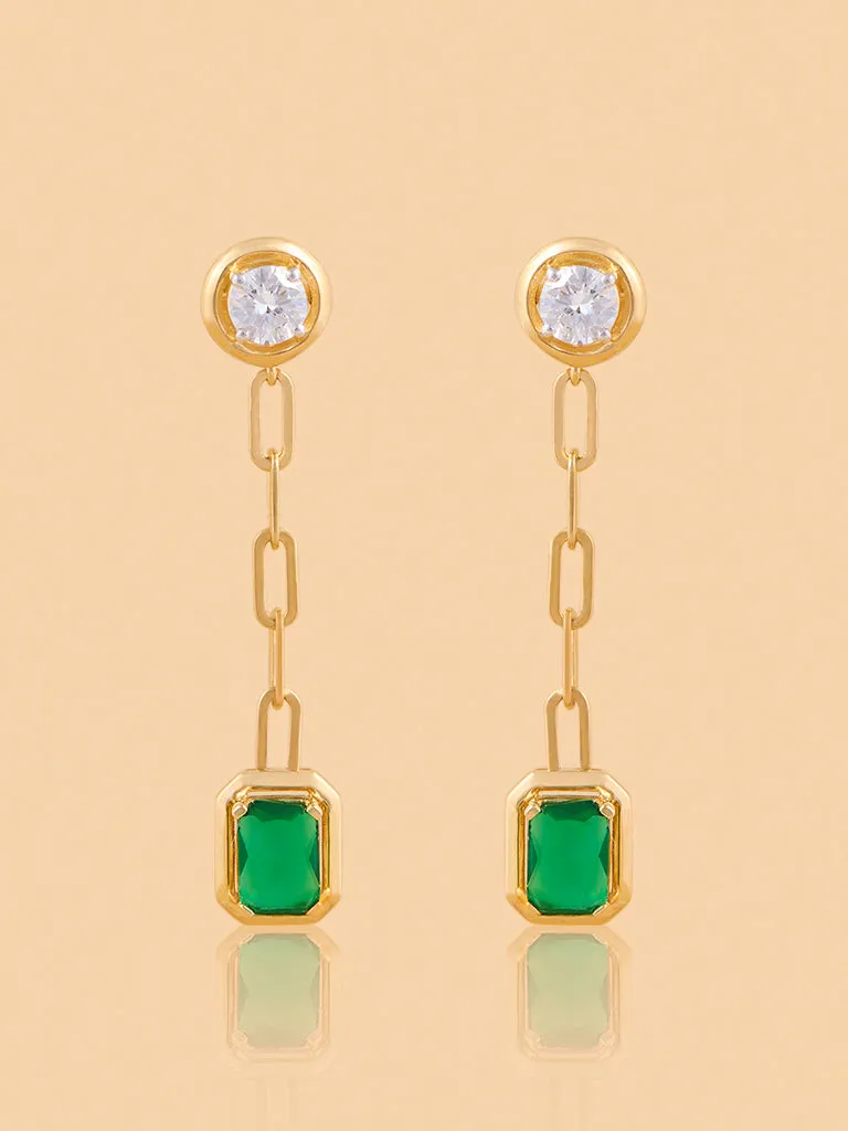 Westside X Pome Chic Emerald Drop Earrings with Lab Diamond Studs