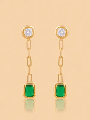 Westside X Pome Chic Emerald Drop Earrings with Lab Diamond Studs