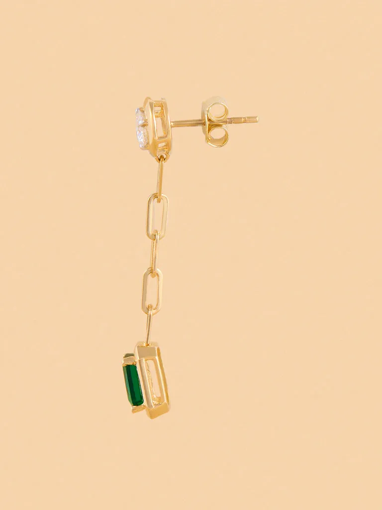 Westside X Pome Chic Emerald Drop Earrings with Lab Diamond Studs