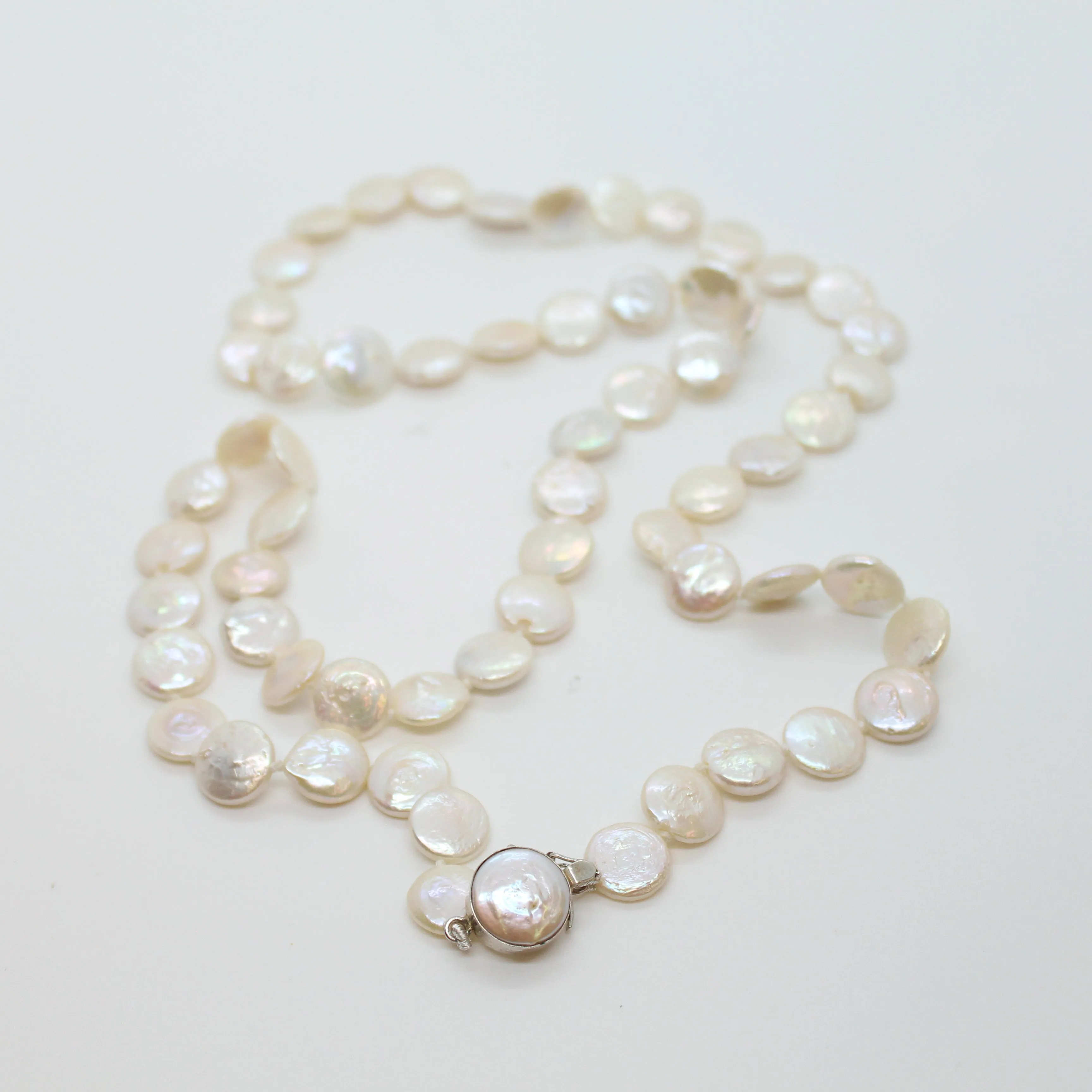 White Coin Pearl Necklace