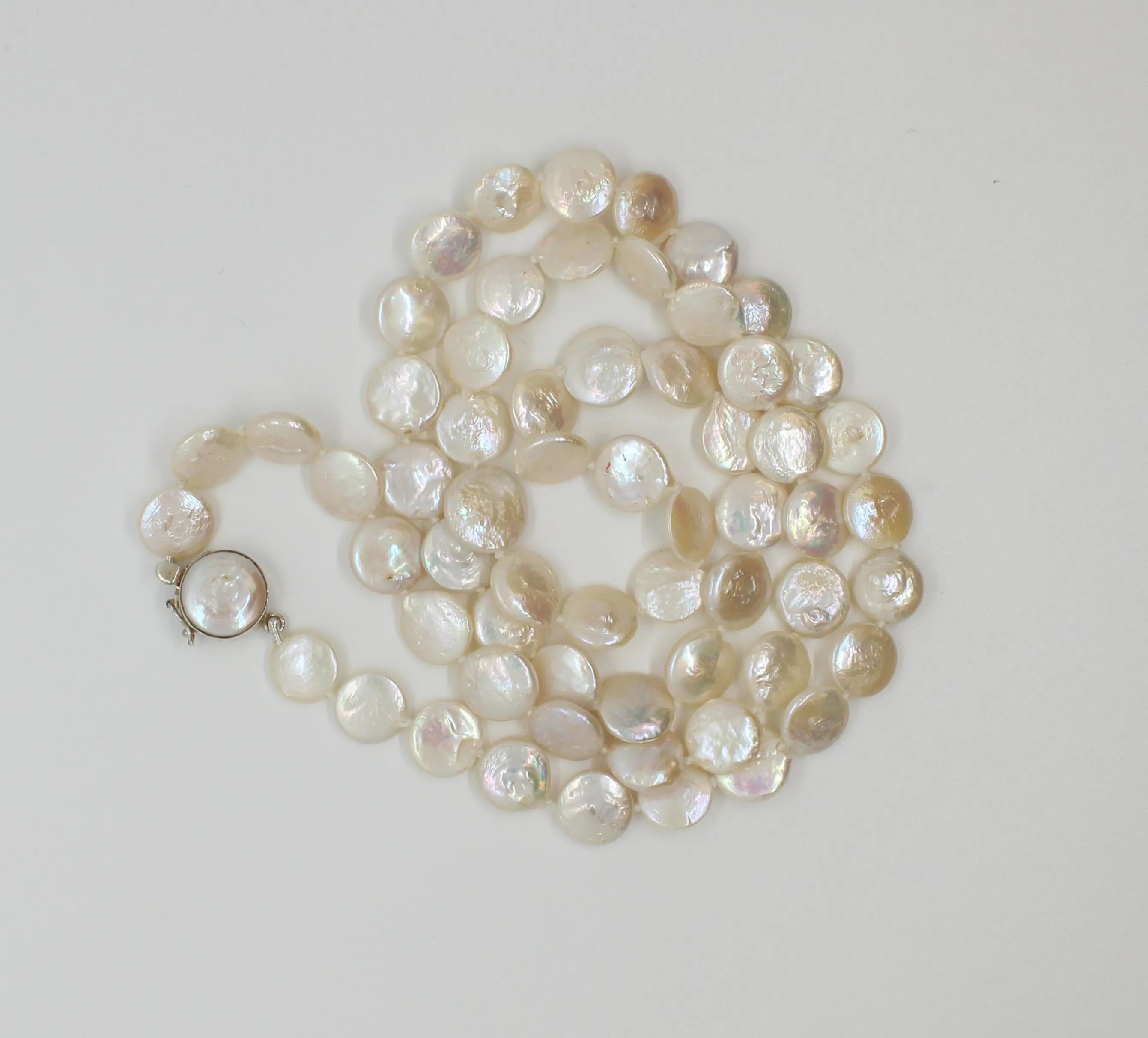 White Coin Pearl Necklace