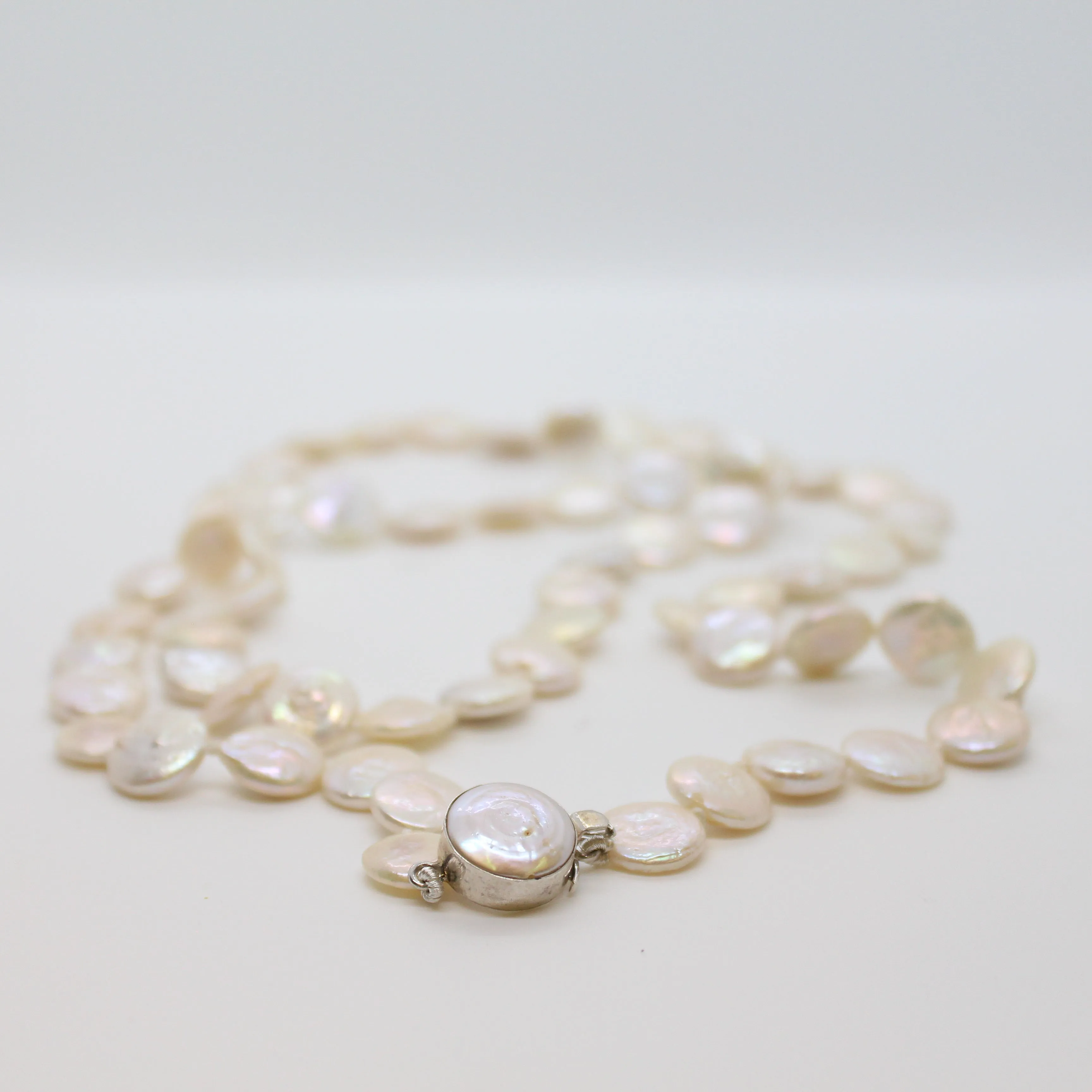 White Coin Pearl Necklace