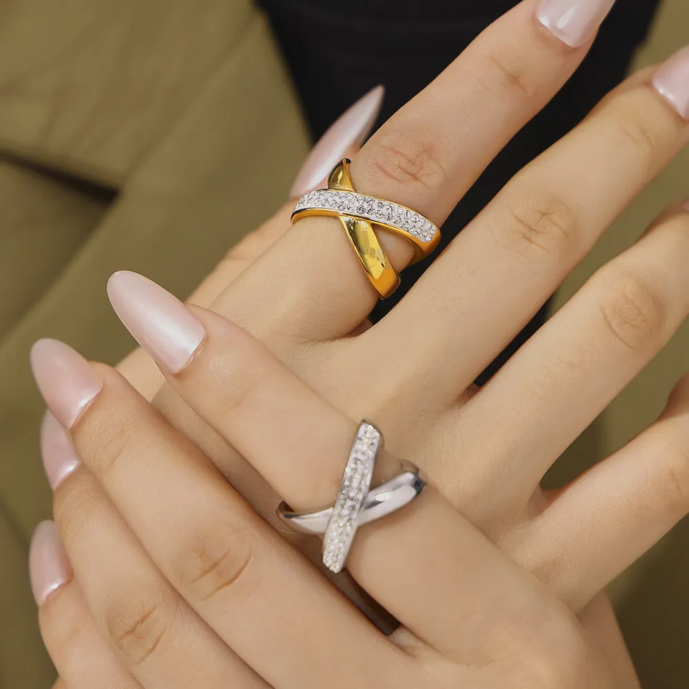 Wholesale simple personality diamond irregular design titanium steel plated ring