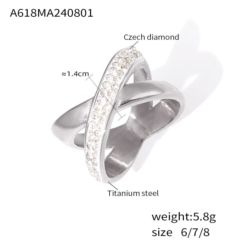 Wholesale simple personality diamond irregular design titanium steel plated ring