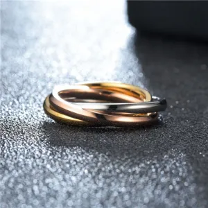 Wholesale Simple Three-Ring Three-Color Titanium Steel Ring