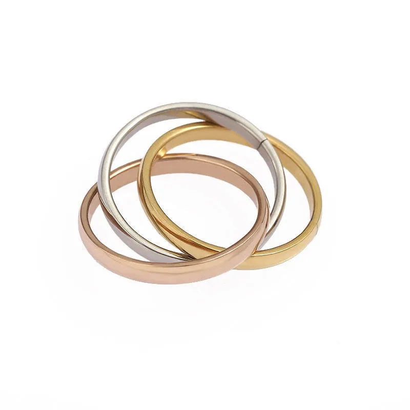 Wholesale Simple Three-Ring Three-Color Titanium Steel Ring