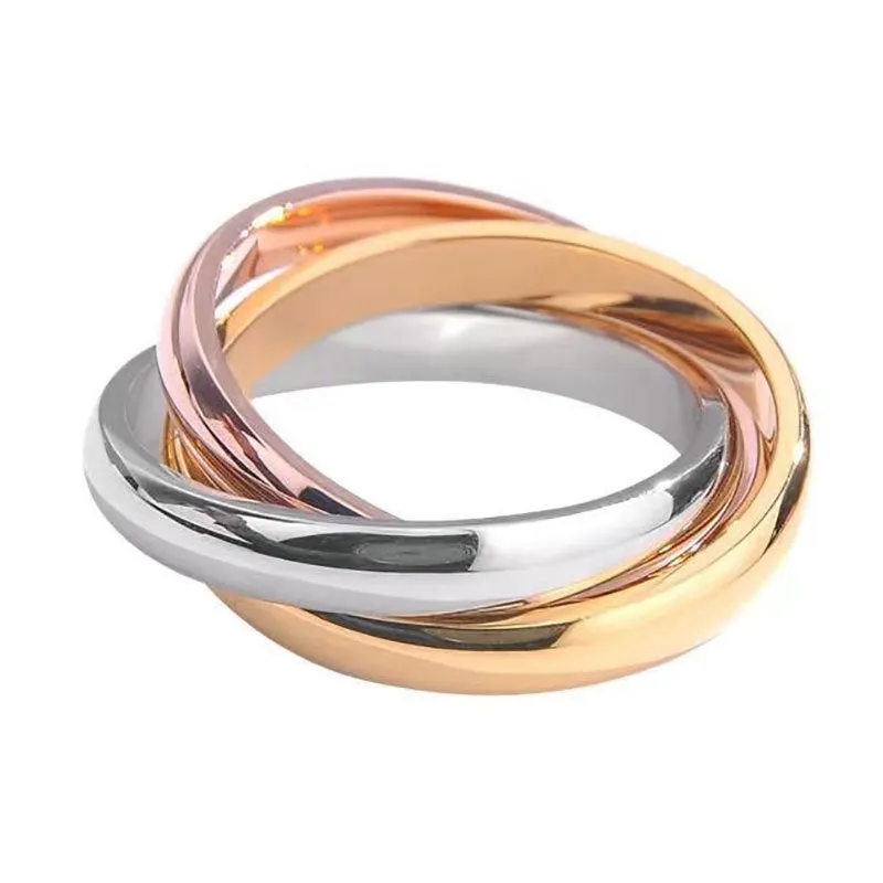 Wholesale Simple Three-Ring Three-Color Titanium Steel Ring