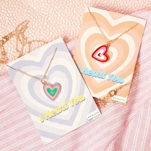 Y2K Charm Pendant RoseGold Necklace - I Heart You
