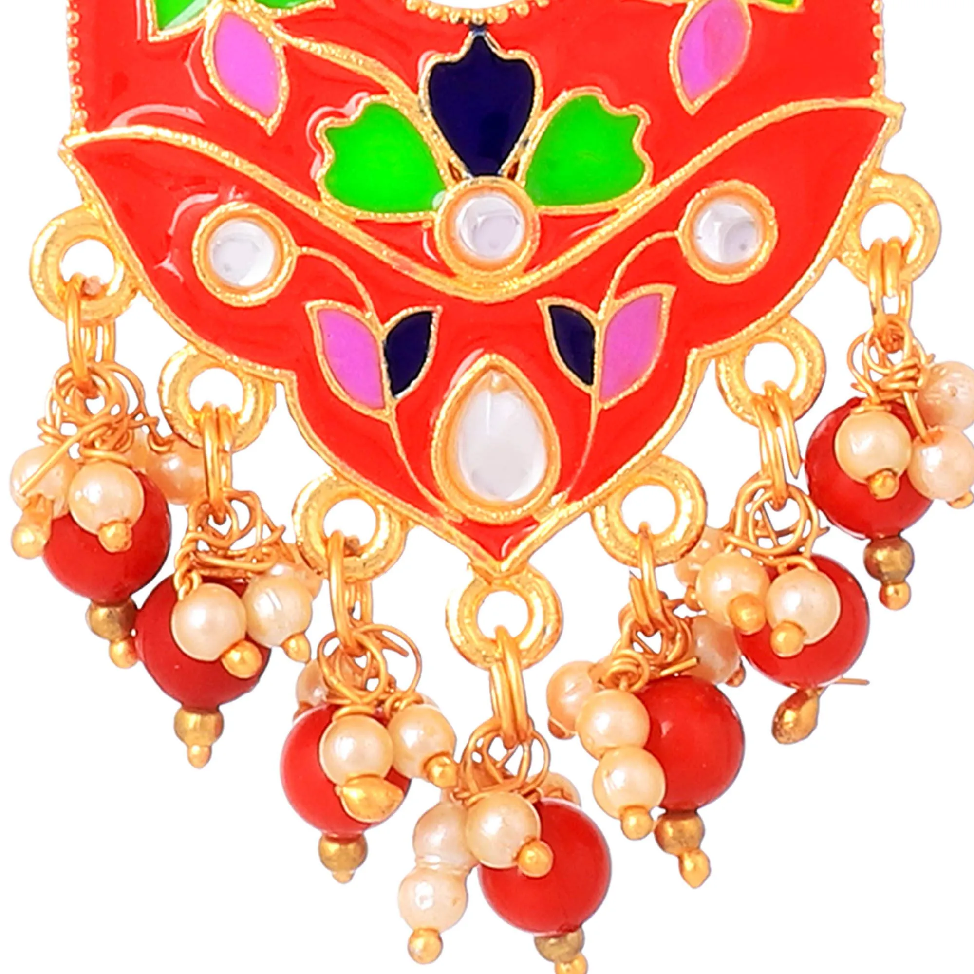 Yellow Chimes Combo 2 Pairs Stylish Meenakari Chandbali Earrings for Women and Girls…