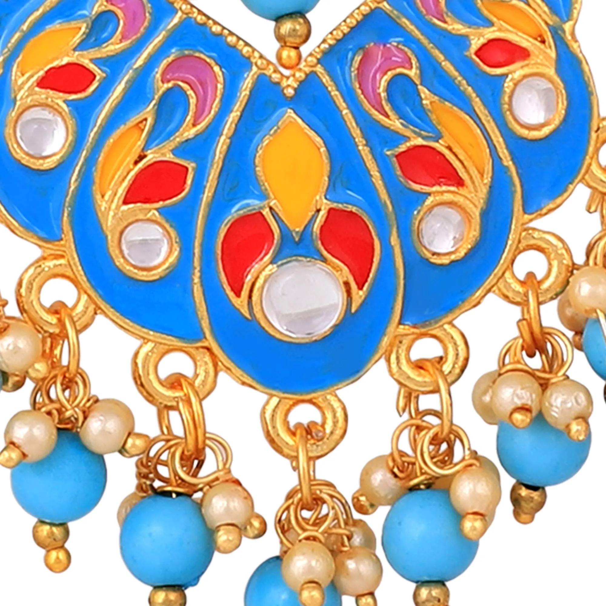 Yellow Chimes Combo 2 Pairs Stylish Meenakari Chandbali Earrings for Women and Girls…