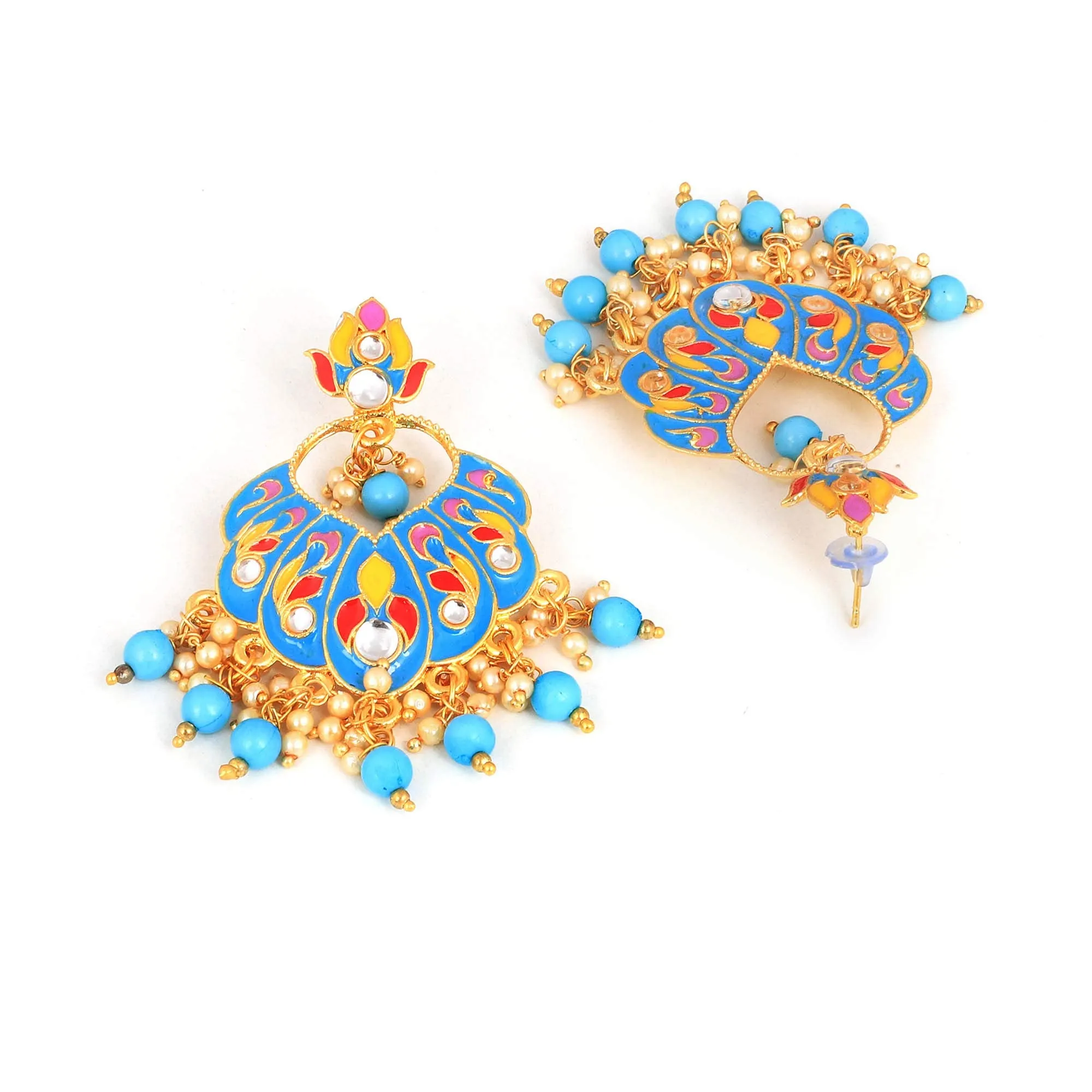 Yellow Chimes Combo 2 Pairs Stylish Meenakari Chandbali Earrings for Women and Girls…