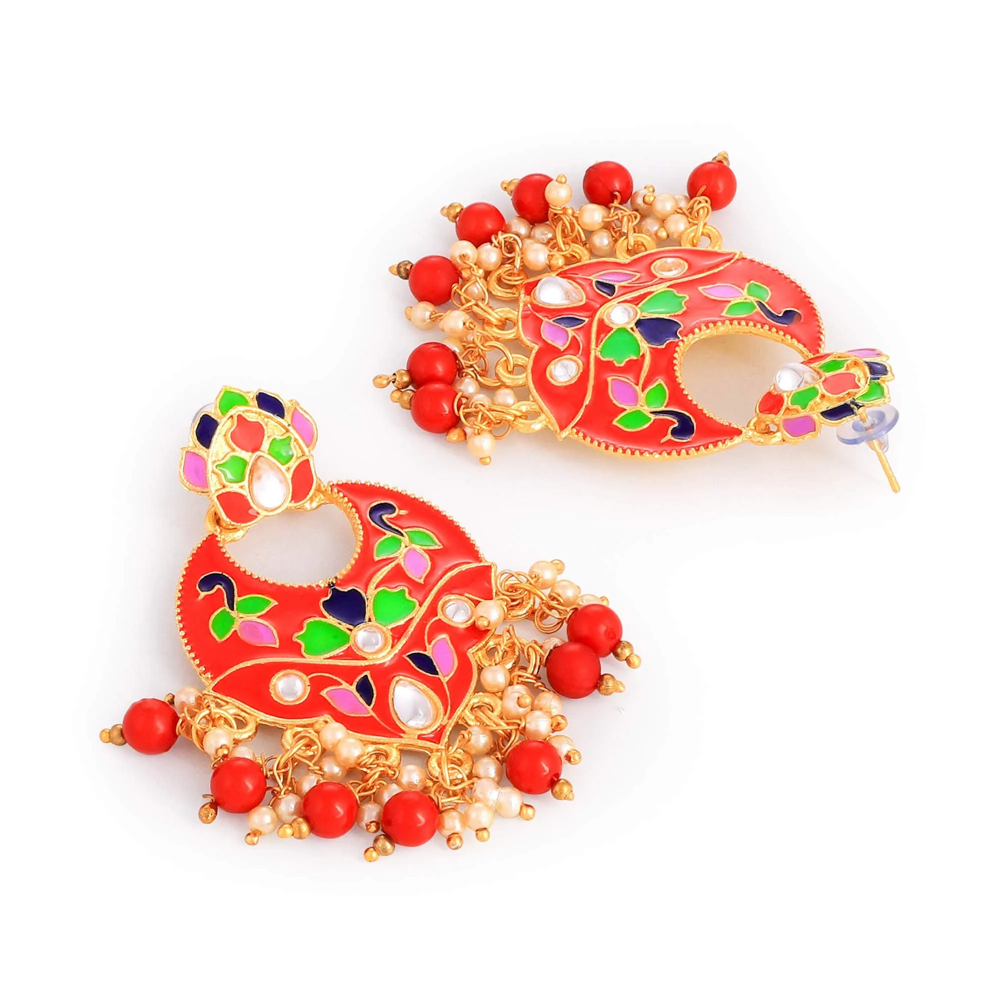 Yellow Chimes Combo 2 Pairs Stylish Meenakari Chandbali Earrings for Women and Girls…